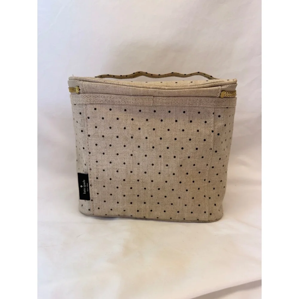 Kate Spade New York Out to Lunch Insulated Tote Bag Polka Dot Beige Black